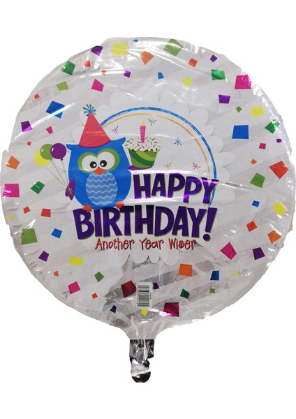 Folyo Balon Happy Birthday Baykuşlu 18''