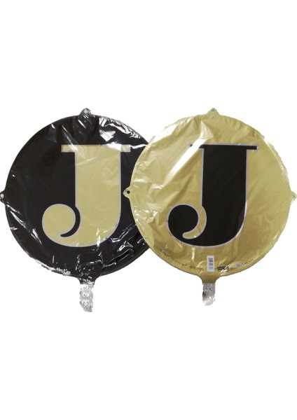 Folyo Balon Harf J Gold-Siyah 18''