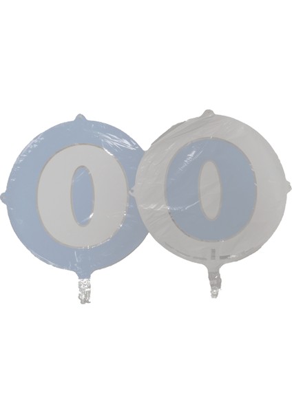 Folyo Balon Harf O Açık Mavi-Beyaz 18''