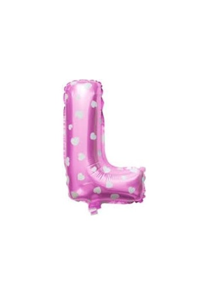 Folyo Balon L Harf Pembe Kalpli 40 cm