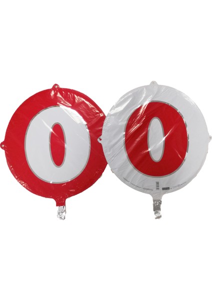 Folyo Balon Rakam 0 Kırmızı-Beyaz 18''