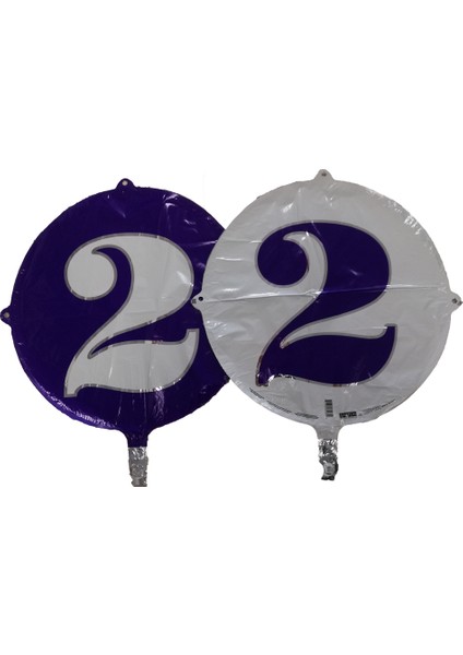 Folyo Balon Rakam 2 Mor-Beyaz 18''