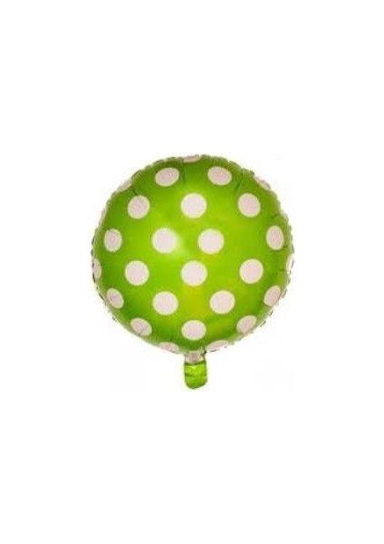 Folyo Balon Yeşil/Lıme Beyaz Puantiye 18'' D.Ü 5Tl