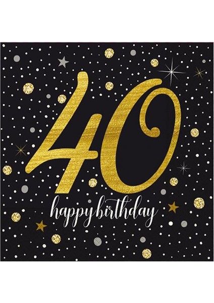 Işıltılı Doğum Günü 40 Yaş Peçete 20'li