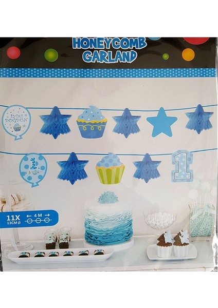 Kağıt Süs 1 Yaş Mavi 4 m
