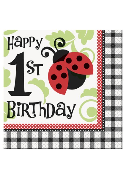 Peçete 1St Birthday Uğurböceği 16'lı