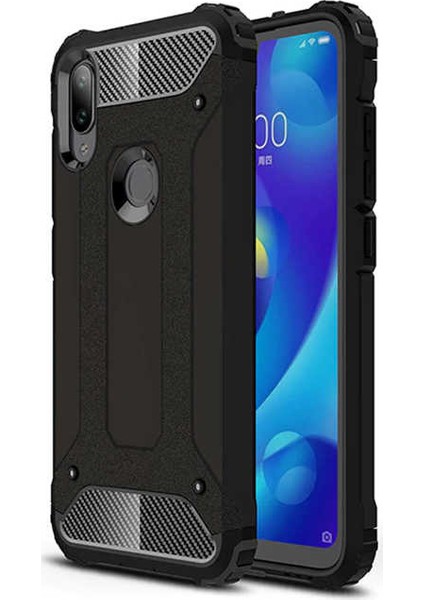 Xiaomi Mi Play Kılıf Shockproof Zırh Koruma Kılıf Siyah + Nano Glass Nano Ekran Koruma