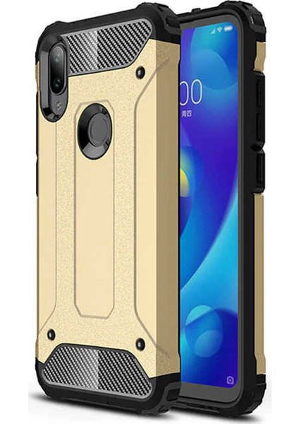 Xiaomi Mi Play Kılıf Shockproof Zırh Koruma Kılıf Gold + Nano Glass Nano Ekran Koruma -crh801