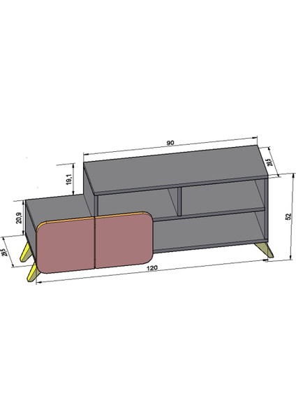 Monza 120 cm Tv Ünitesi Ceviz+Beyaz