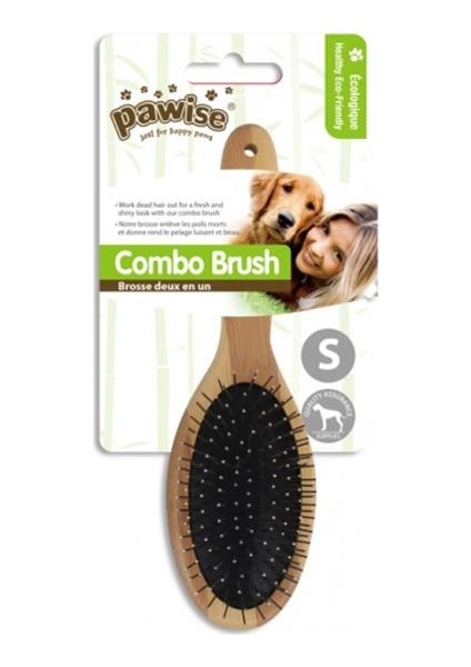 Ahşap Saplı Elips Plastik Uçlu Köpek Tarağı S