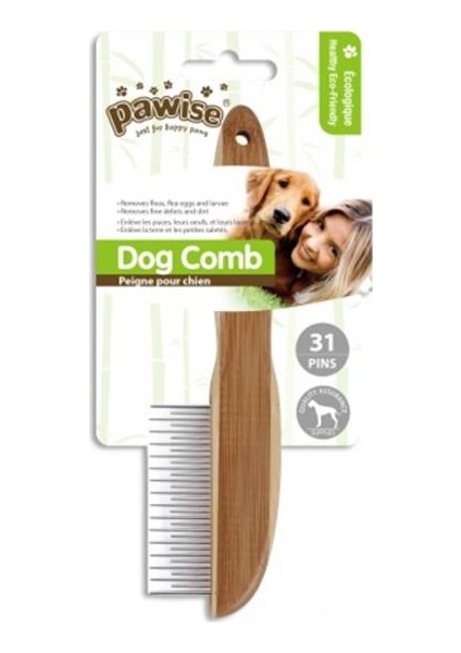 Koyu Ahşap Saplı Keçe Açıcı Köpek Fırçası 31 Pinli