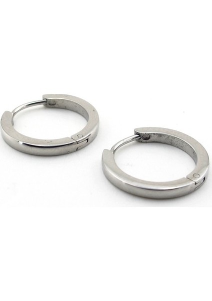 Eğimli Tasarım 18 mm Büyük Boy Halka Çelik Erkek Küpe E625