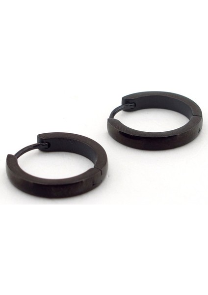 EĞİMLİ 18 MM BÜYÜK BOY SİYAH HALKA ÇELİK ERKEK KÜPE E665