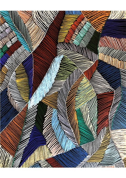 Kaymaz Taban Yıkanabilir Abstract Tüy Desenli Dijital Baskılı Halı