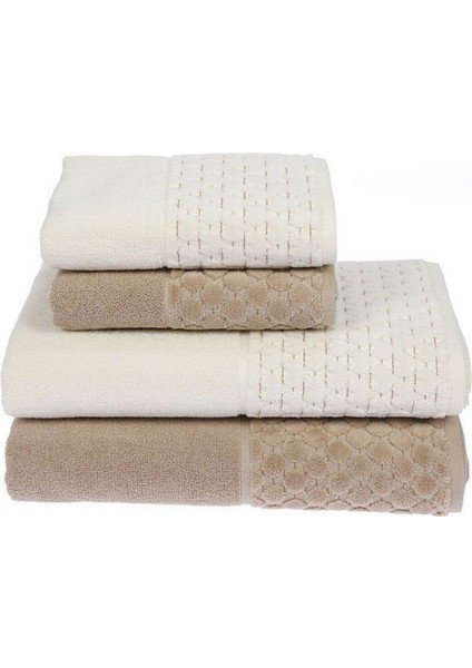 Hamam Seti Adria Krem Kahve 2 Banyo 2 El Yüz Havlusu Özdilek Havlu Seti