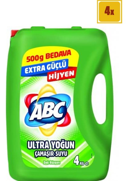 Abc Ultra Çamaşır Suyu Dağ Rüzgarı 4 lt 4'lü Set