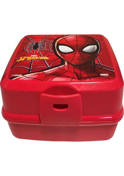 Spiderman Kırmızı Erkek Çocuk Beslenme Kabı (Dört Bölmeli)
