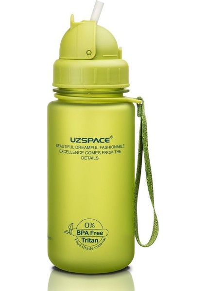 400 ml Tritan Yeşil Çocuk Matarası - Silikon Pipet Ağızlık