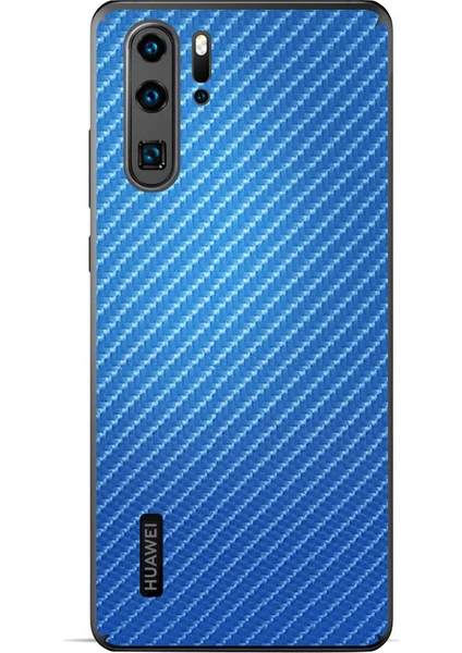 Huawei P30 Pro Arka Koruyucu Stickler ( Mavi Karbon Fiber 4D )