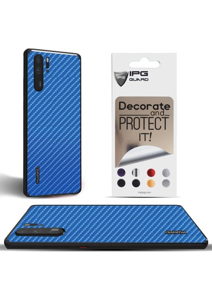 Huawei P30 Pro Arka Koruyucu Stickler ( Mavi Karbon Fiber 4D )