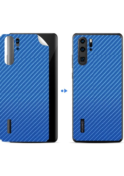 Huawei P30 Pro Arka Koruyucu Stickler ( Mavi Karbon Fiber 4D )