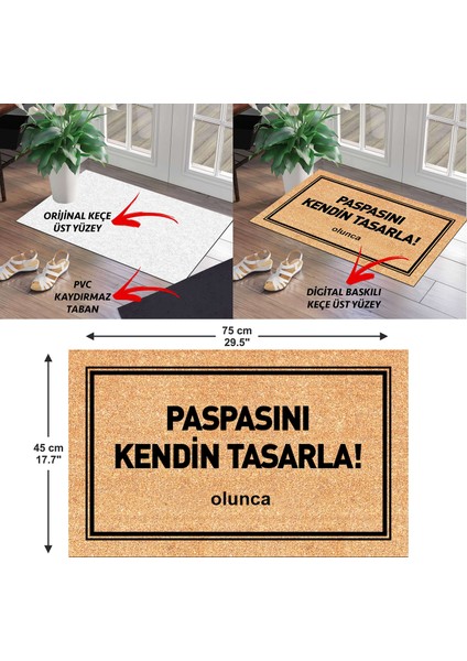 Kişiye ve Firmaya Özel Tasarım Kapı Önü ve Ev Içi Paspas 45 x 75 cm