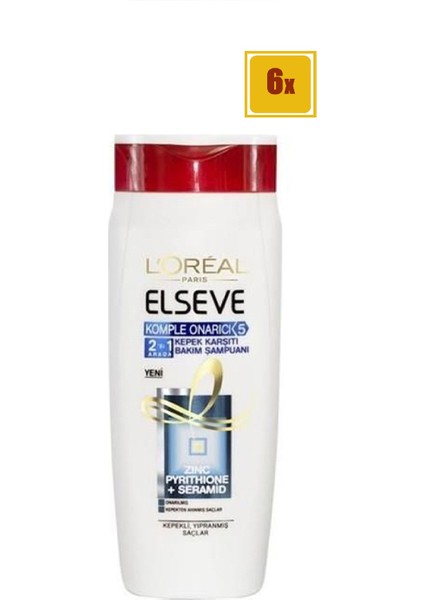 Şampuan 2 Si 1 Arada Yıpranmış Saçlar 550 ml 6'lı Set