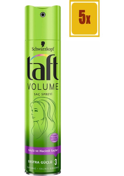 Saç Spreyi Volume 3 Extra Güçlü 250 ml 5'li Set