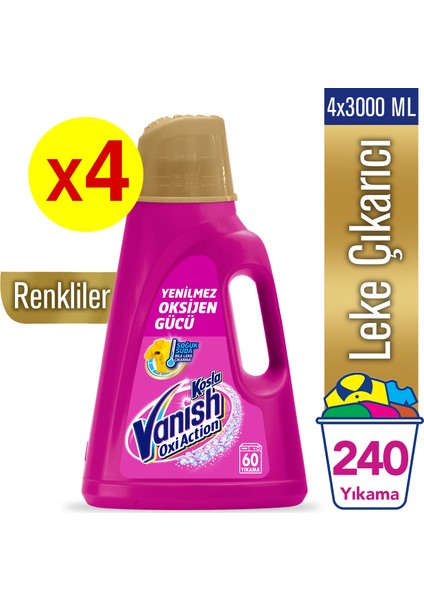 Kosla Oxi Action Gold Sıvı Leke Çıkarıcı 4x3000 ml Renkliler İçin