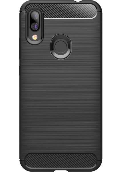 Xiaomi Redmi Y3 Brushed Carbon Fiber Silikon Kılıf - Siyah