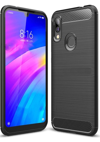 Xiaomi Redmi Y3 Brushed Carbon Fiber Silikon Kılıf - Siyah
