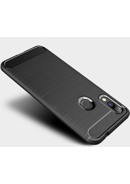 Xiaomi Redmi Y3 Brushed Carbon Fiber Silikon Kılıf - Siyah