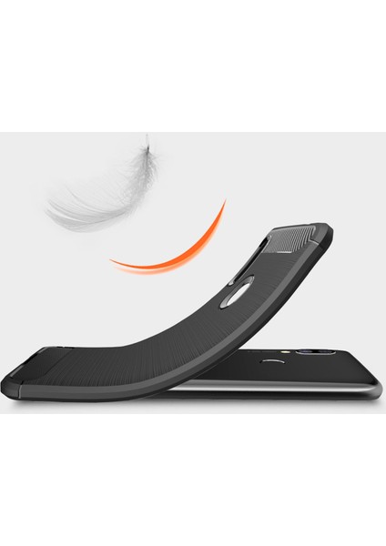 Xiaomi Redmi Y3 Brushed Carbon Fiber Silikon Kılıf - Siyah