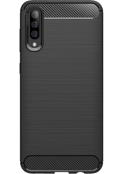 Samsung Galaxy A70 Brushed Carbon Fiber Silikon Kılıf - Siyah