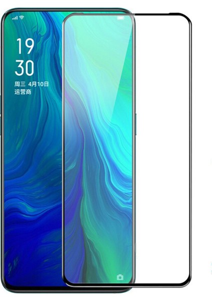 Oppo Reno Tam Kaplayan Çerçeveli Tempered Ekran Koruyucu - Siyah