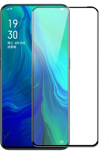 Oppo Reno Tam Kaplayan Çerçeveli Tempered Ekran Koruyucu - Siyah