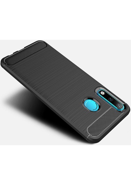 Huawei P30 Lite Brushed Carbon Fiber Silikon Kılıf - Siyah