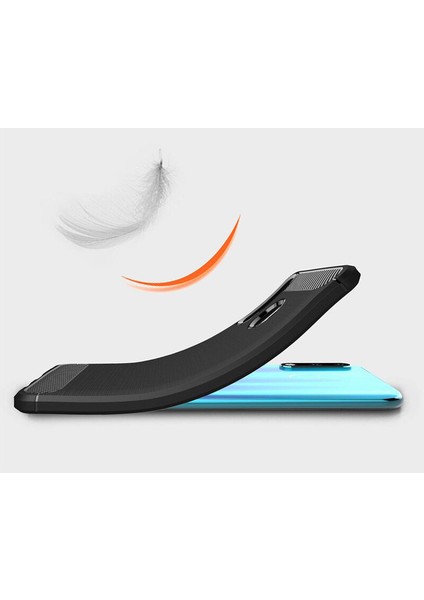 Huawei P30 Lite Brushed Carbon Fiber Silikon Kılıf - Siyah