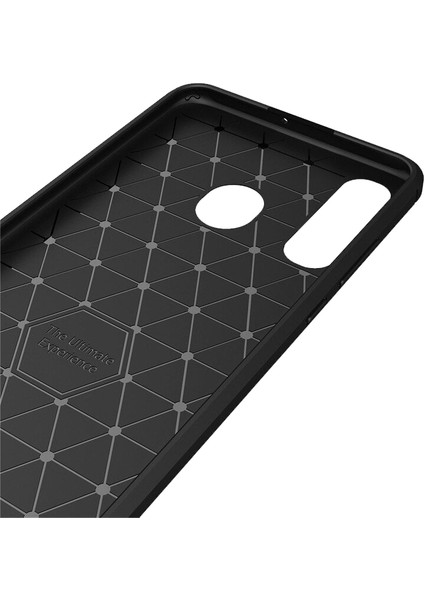 Huawei P30 Lite Brushed Carbon Fiber Silikon Kılıf - Siyah