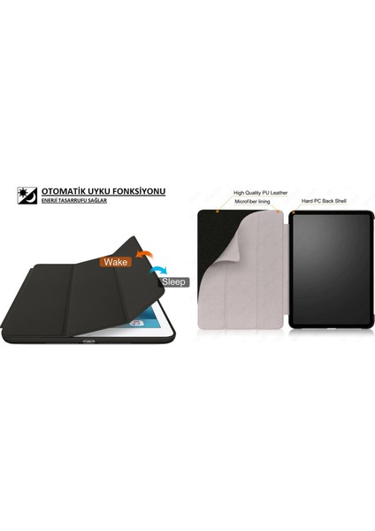 Apple iPad Pro 12.9 3.Nesil (2018) LeatherSoft Smart Case Deri Tablet Kılıfı (A1876/A2014/A1895/A1983) 12.9 İnç Turkuaz