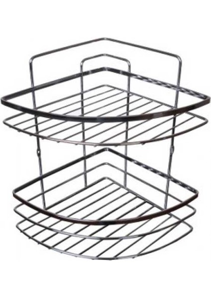 2'li Oval Lamalı Banyo Köşe Rafı LK02