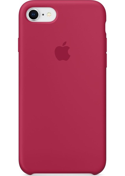 Apple iPhone 7/8 Kamelya (Camellia) Silikon Kılıf Kauçuk Arka Kapak Gül Kırmızısı