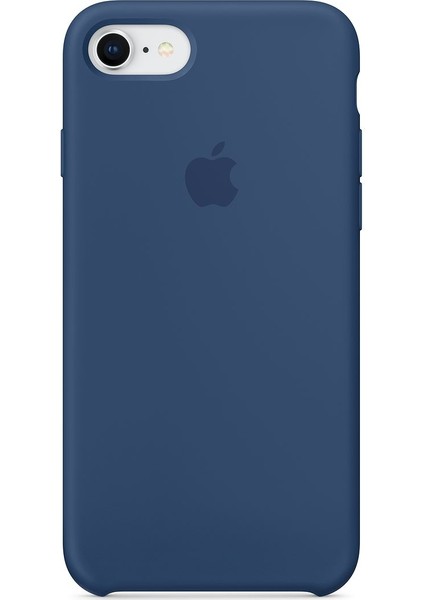 Apple iPhone 7/8 Kamelya (Camellia) Silikon Kılıf Kauçuk Arka Kapak Mavi