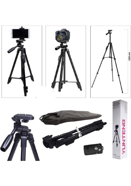 Yungteng 3388 Telefon ve Kamera İçin Bluetooth Kumandalı 146 cm Tripod