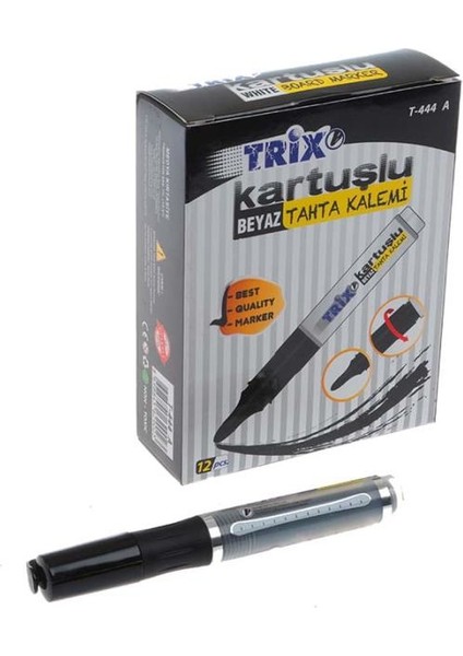 Trix T-444 Kartuşlu Tahta Kalemi Siyah 12 Li