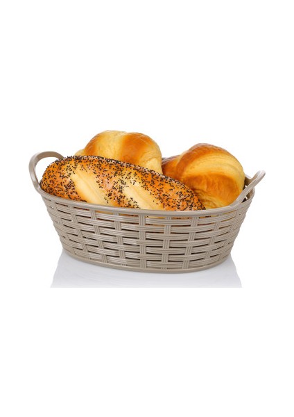 Hasır Desenli Ekmek Sepeti Oval 24 CM Bez Kaplamalı BO664