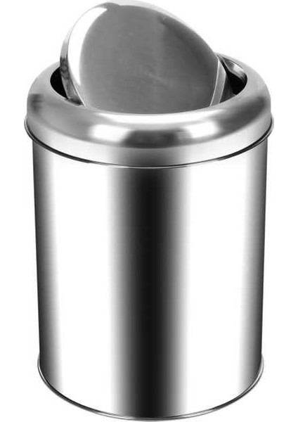 3822-8 Krom Pratik Kapaklı Çöp Kovası 8 Litre