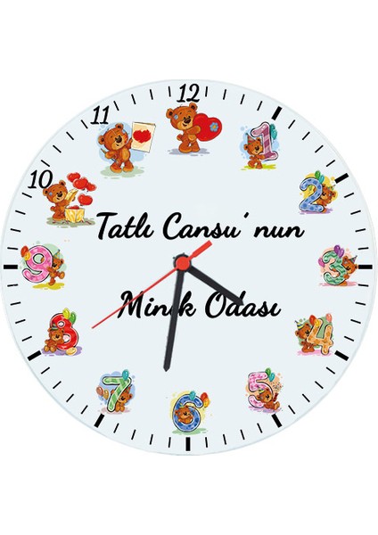 Çocuk Odası Hediyesi İsimli Cam Duvar Saati