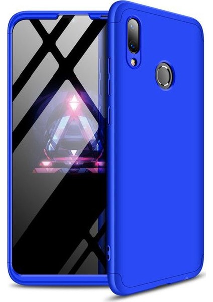 Huawei Y7 2019 Kılıf Double Dip 360 Protective Mavi