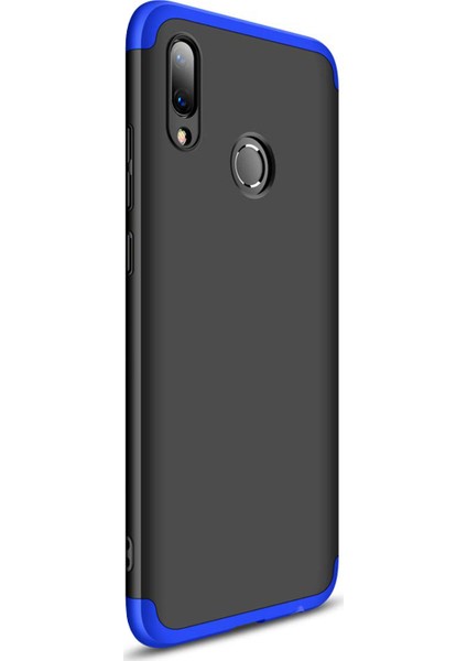 Huawei Y7 Prime 2019 Kılıf Double Dip 360 Protective Siyah Mavi